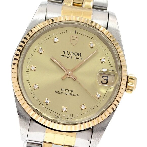 TUDOR Prince Date 72033 YG bezel 10P Automatic Boy's Watch - Picture 1 of 9